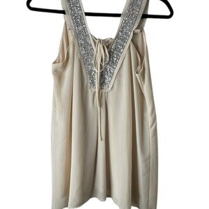 Buckle Cream Blouse with Silver Sequins